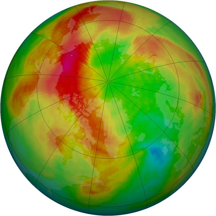 Arctic ozone map for 21 March 1994